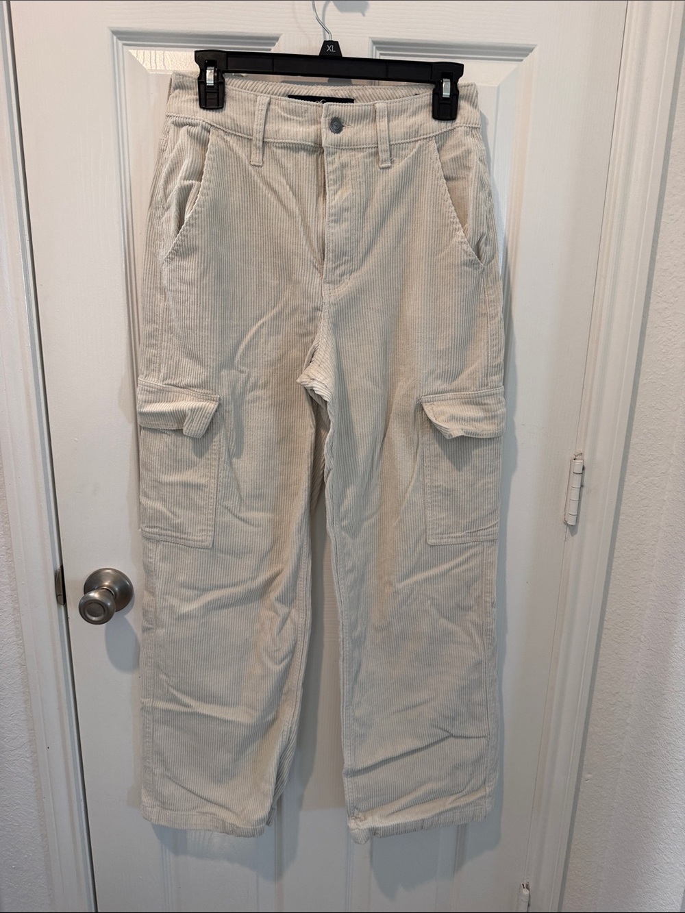 Hollister Cream Corduroy Cargo Pants
